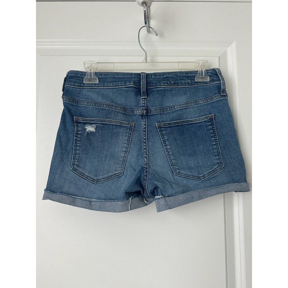 Universal Thread High Rise Midi Jean Shorts Sz 6/28 Denim Distressed Streetwear